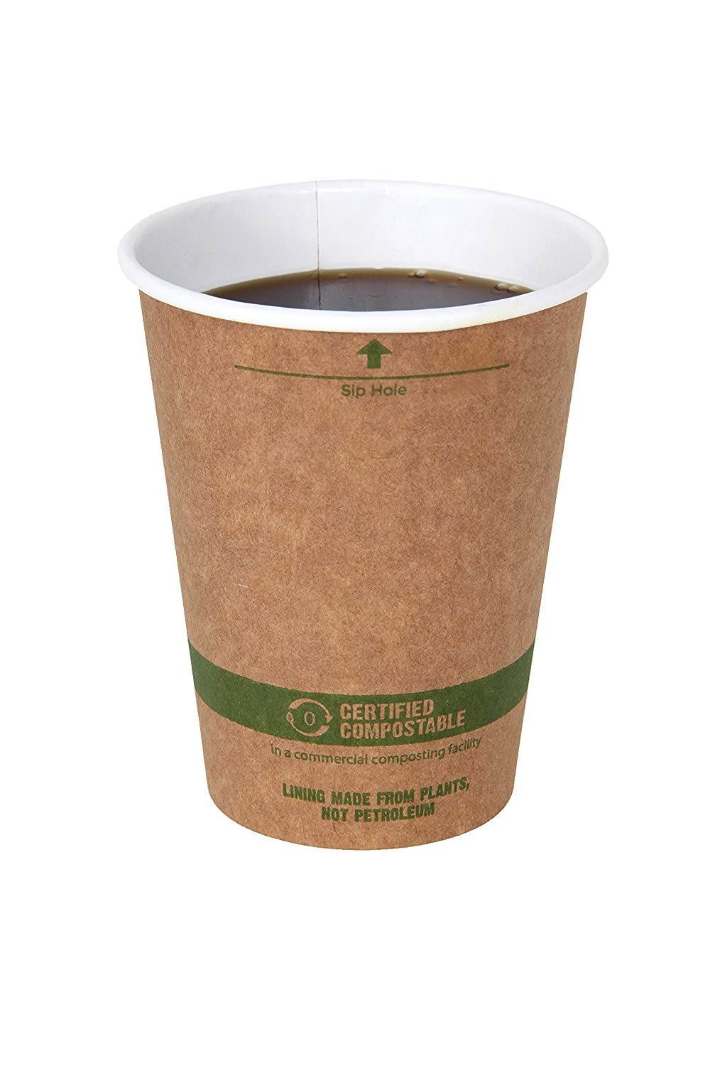 World Centric 100% Biodegradable, 12 Ounce Kraft Coffee Hot Cup and Lid, 50 Pack