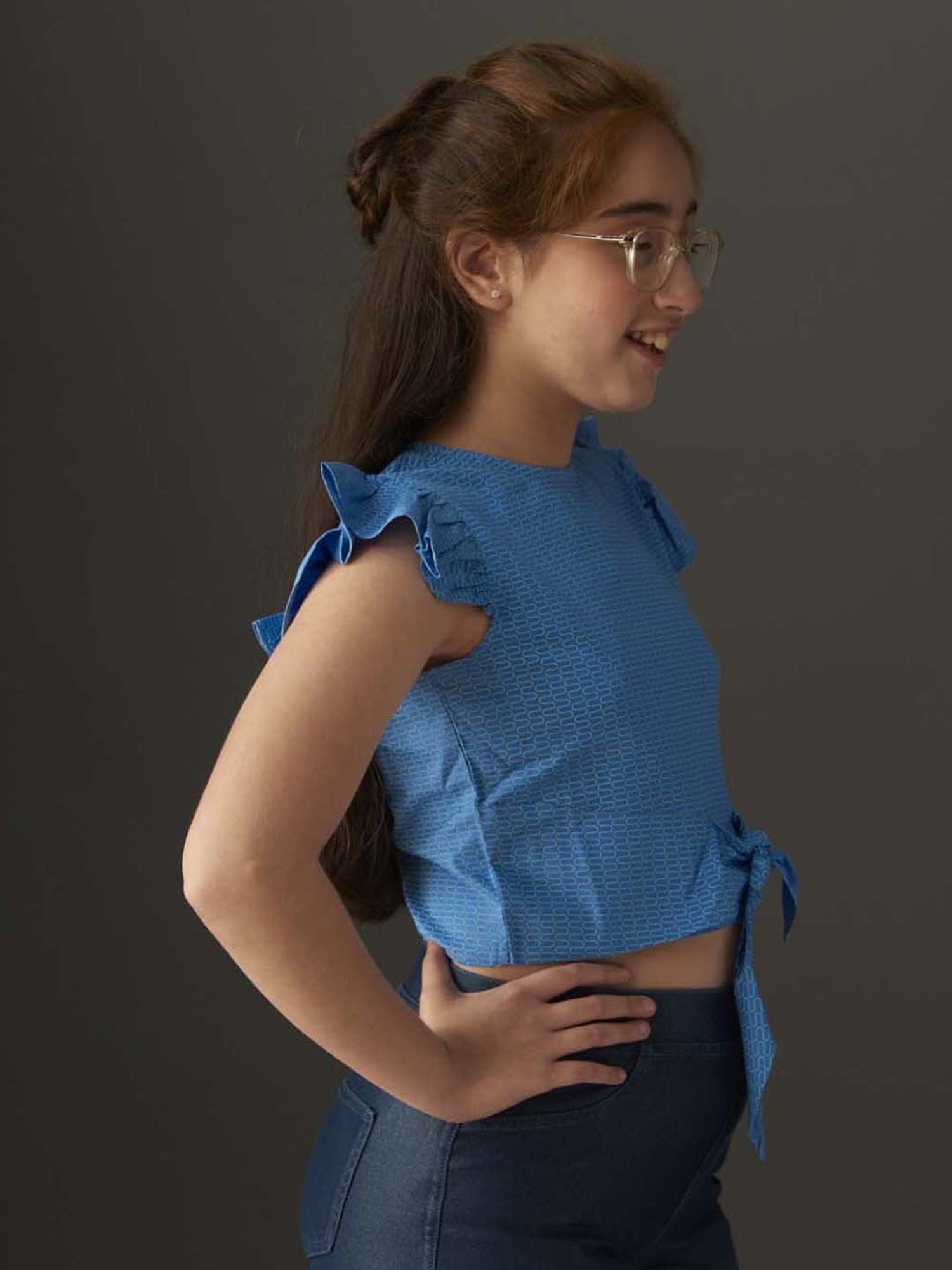 KidsDew Kids Blue Cotton Printed Top