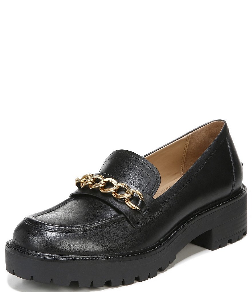 Sam Edelman Taelor Lug Sole Chain Detail Leather Loafers