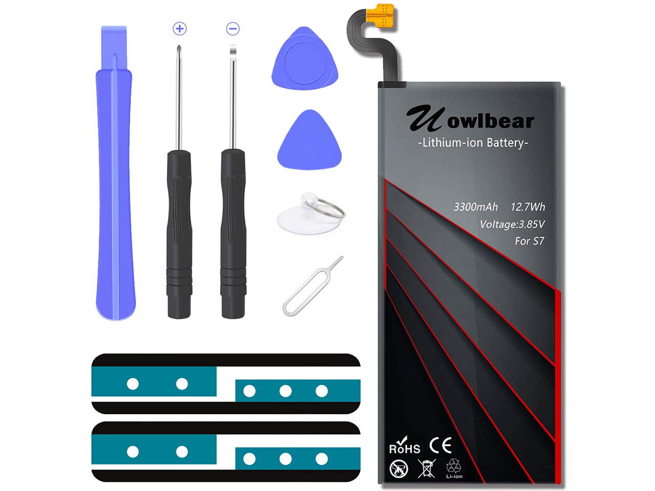 uowlbear Replacement S7 Battery for Samsung Galaxy S7 G930 G930V G930A G930T G930P with Complete Replacement Kits - 3300mAh High Capacity