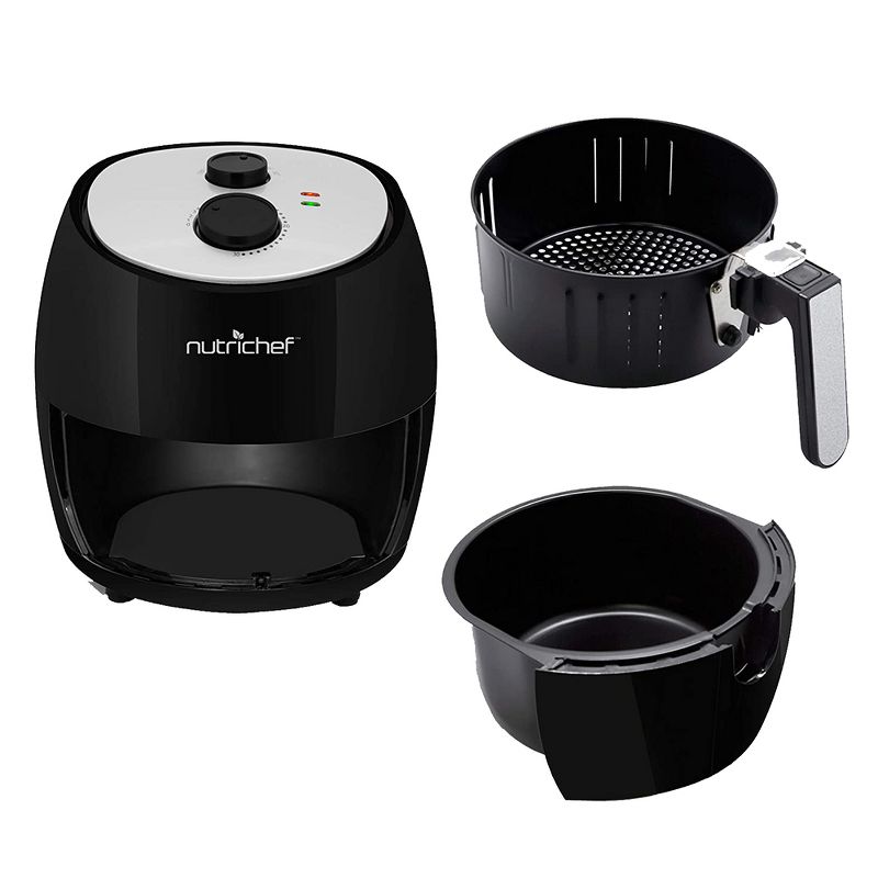 NutriChef PKAIRFR22 Kitchen Countertop Electric Air Fryer Oven Cooker with 3 Quart Cooking Basket and Automatic Shut off for Oil Free Healthier Food
