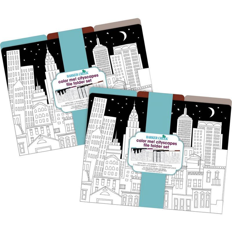 Barker Creek 24pk Color Me! Cityscapes Letter Size File Folders Design Set