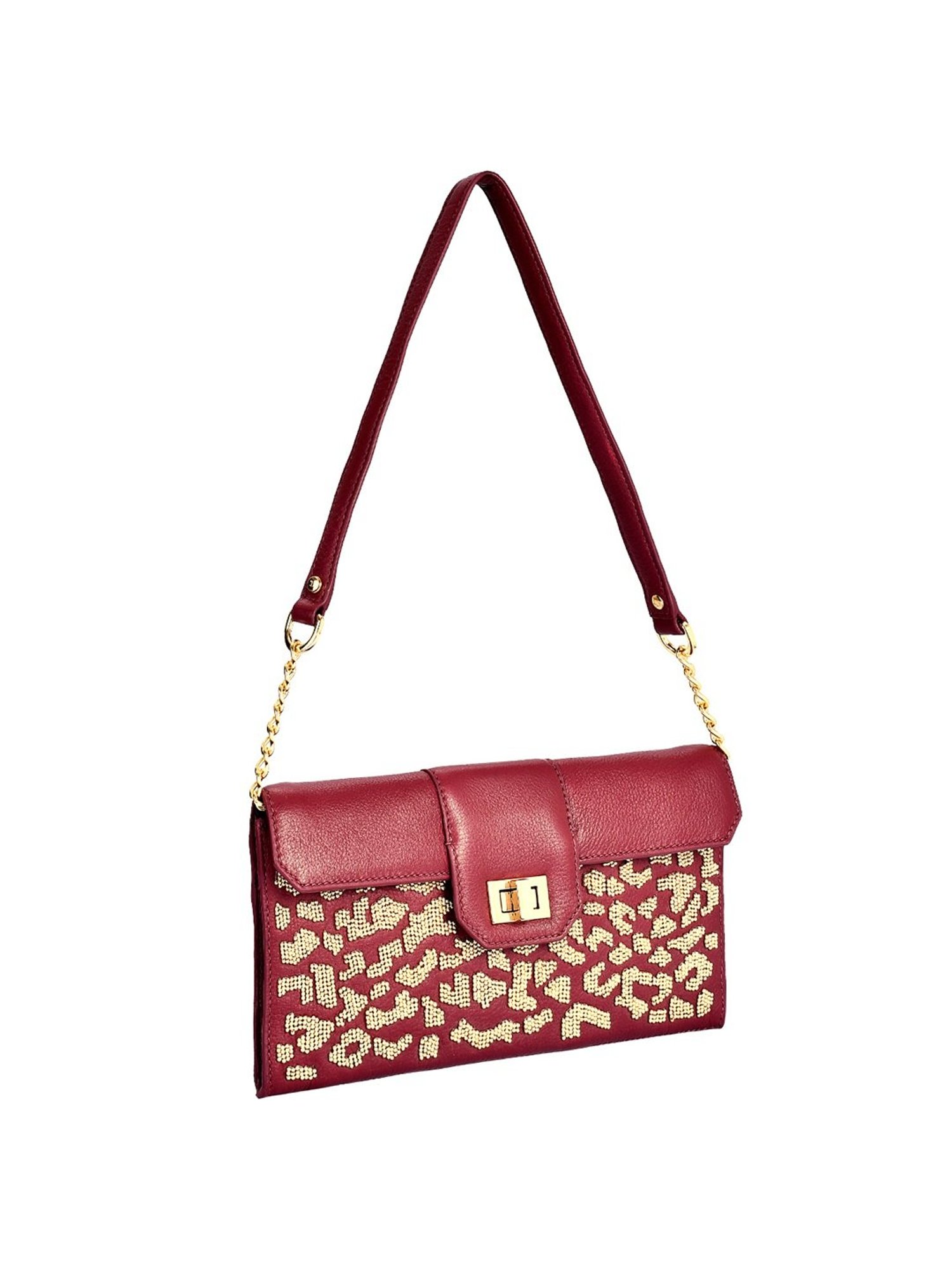 Eske Rosalie Red Embellished Medium Sling Handbag