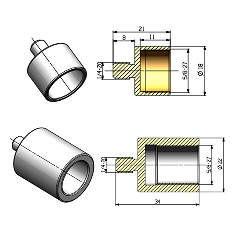 Screw Adapter rophone Stand Screw 1/4" Male to 5/8" Female Adapter for rophone Stand Connection 2Pack