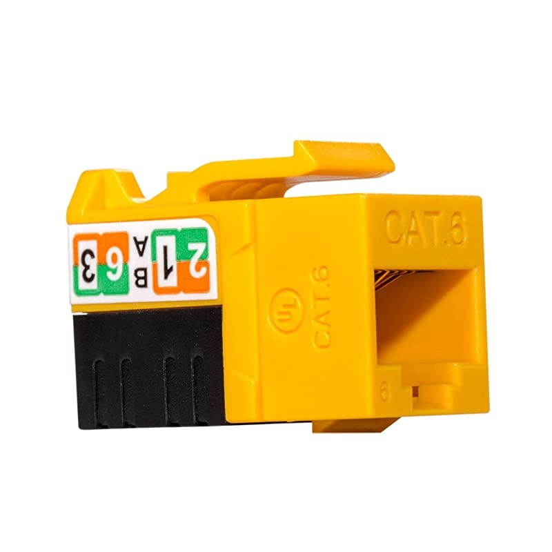 10-Pack RJ45 Cat6 Slim Profile UTP Unshielded Keystone Jack (Yellow)