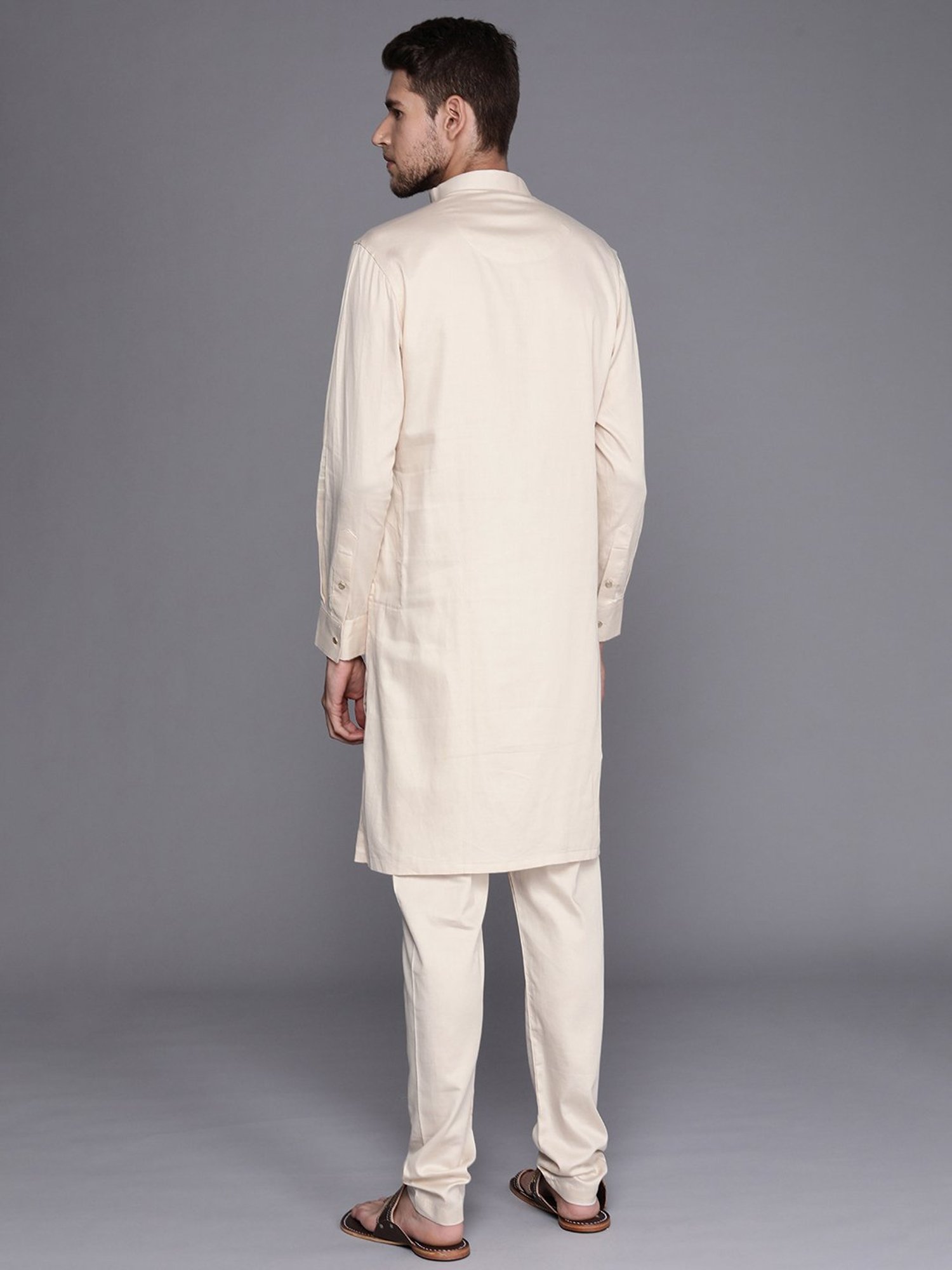 Manyavar Beige Regular Fit Kurta & Pyjamas Set