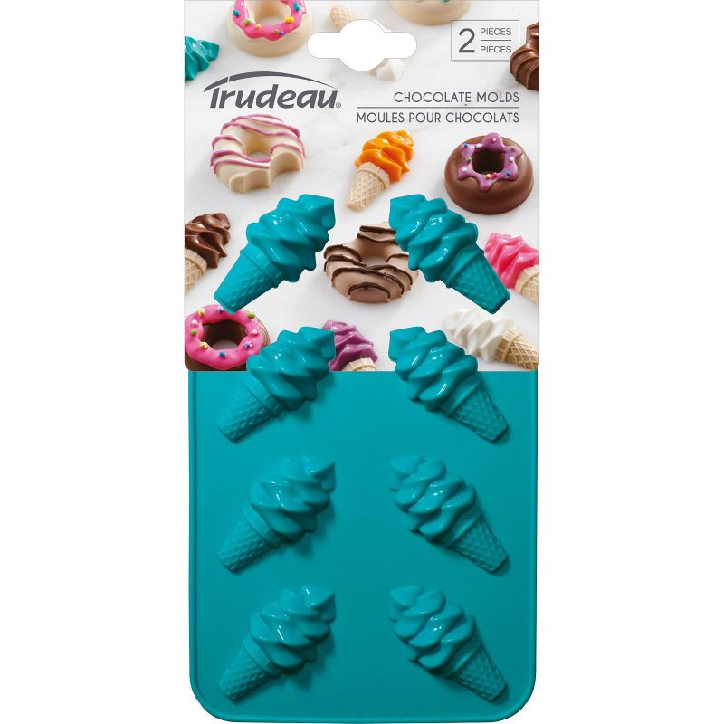 Trudeau 2pk Ice Cream Cone Choclate Molds Tropical Blue
