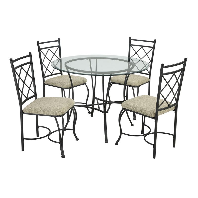 5pc Chandler Glass Top Metal Dining Set Black - Dorel Living