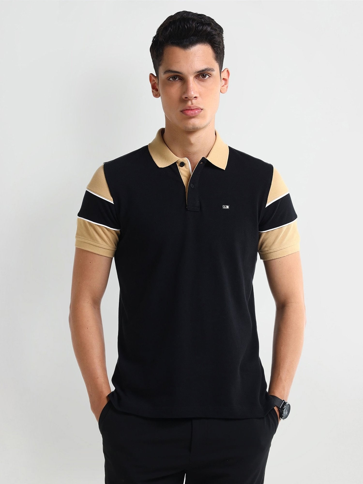 Arrow Black Regular fit Others Polo T-Shirt