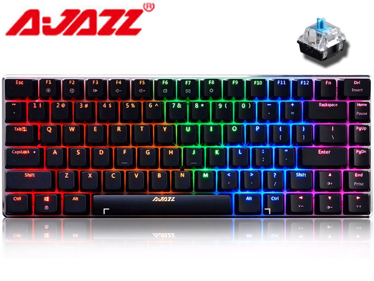 RGB Mechanical Keyboard, 82 Keys Layout, Black Switches, LED Backlit, Aluminum Portable Wired Gaming Keyboard, Pluggable Cable, for Games Work and Daily Use, Black