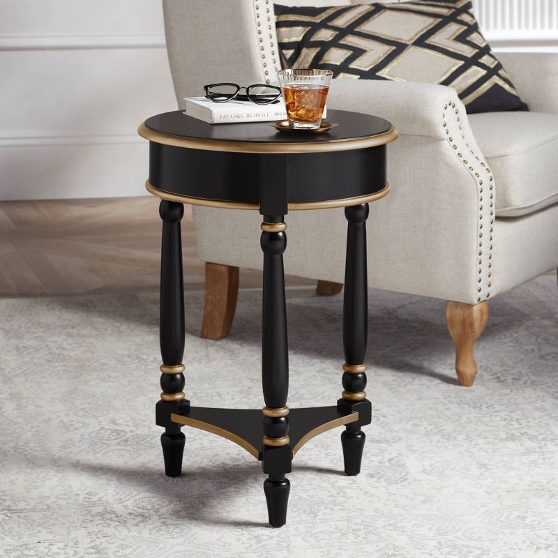 55 Downing Street Cason 18 1/4" Wide Black and Gold Round Side Table