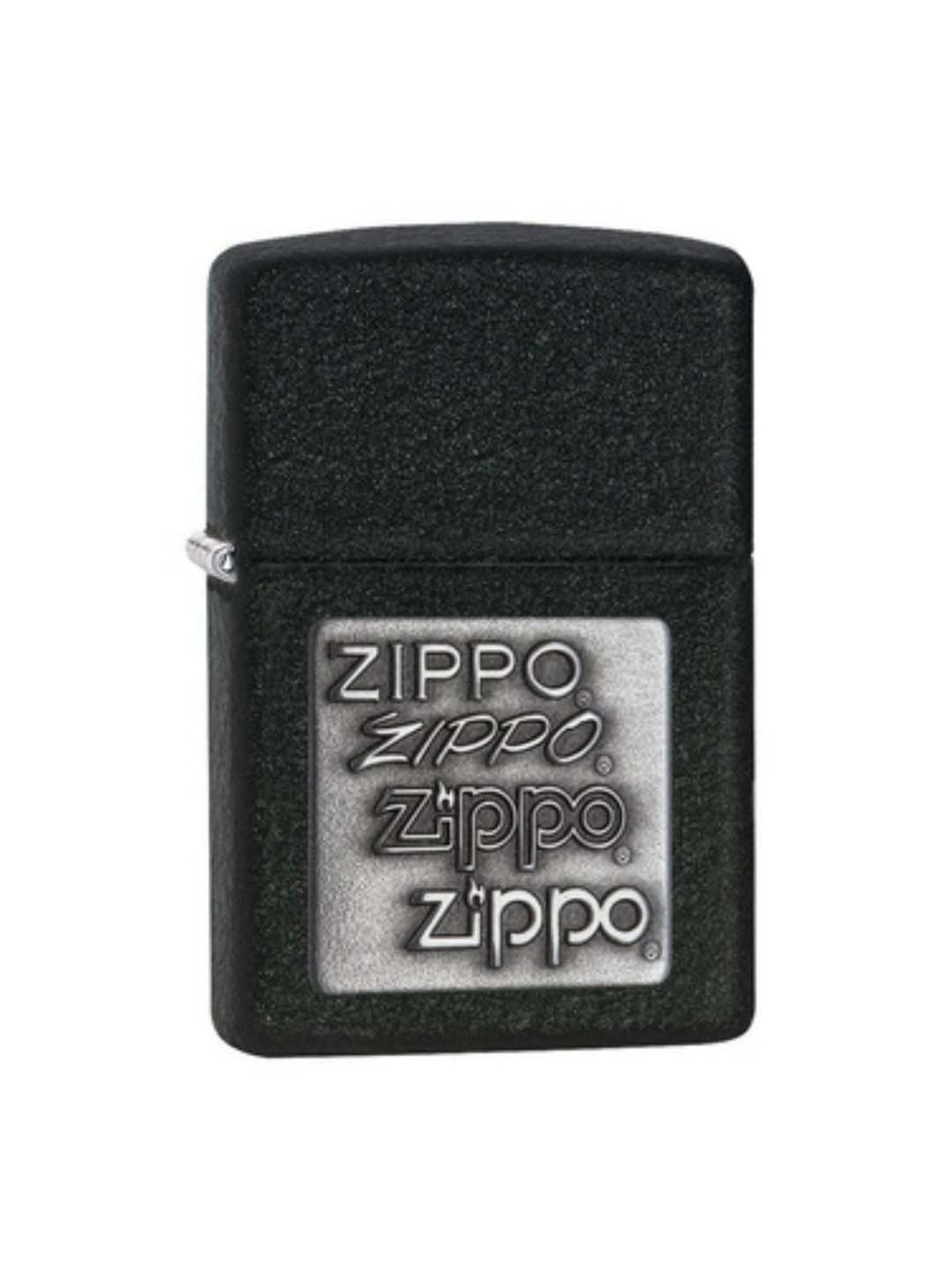 Zippo Black Crackle Logo Brass Pocket Lighter