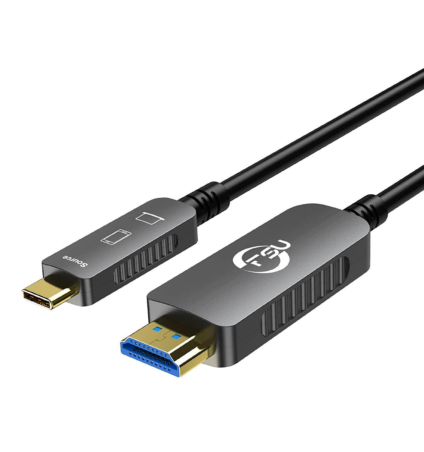 USB 3.1 Type C to HDMI Fiber Optic Cable, 33ft/10M 18Gbps Ultra Speed Video Projection Cord, 4K@60hz, HDCP, 3D, Compatible with All Laptop Phones and Tablets with Type C & Thunderbolt 3 Interface