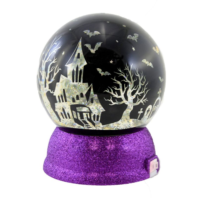 Halloween 5.5" Led Swirl Halloween Black Dome House Trees Bats  -  Decorative Figurines