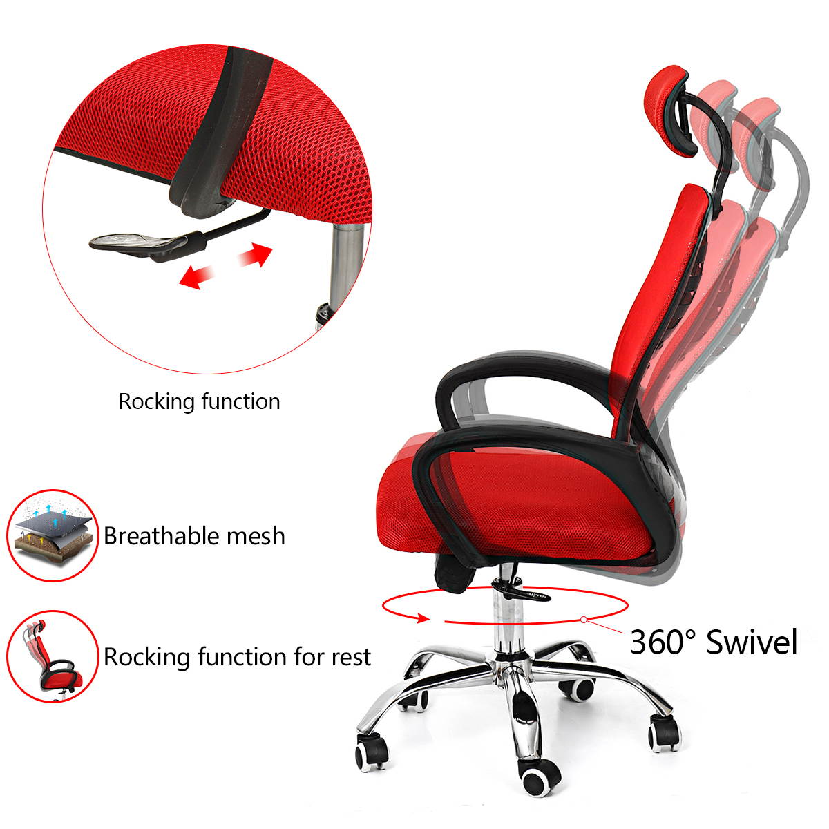Ergonomic Office Chair Mesh Chair Ergonomic Swivel Mid Back Computer Chair Home Work