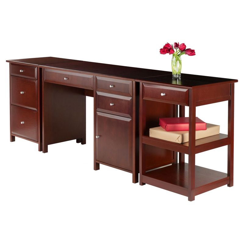 3pc Delta Set Home Office Group Walnut - Winsome