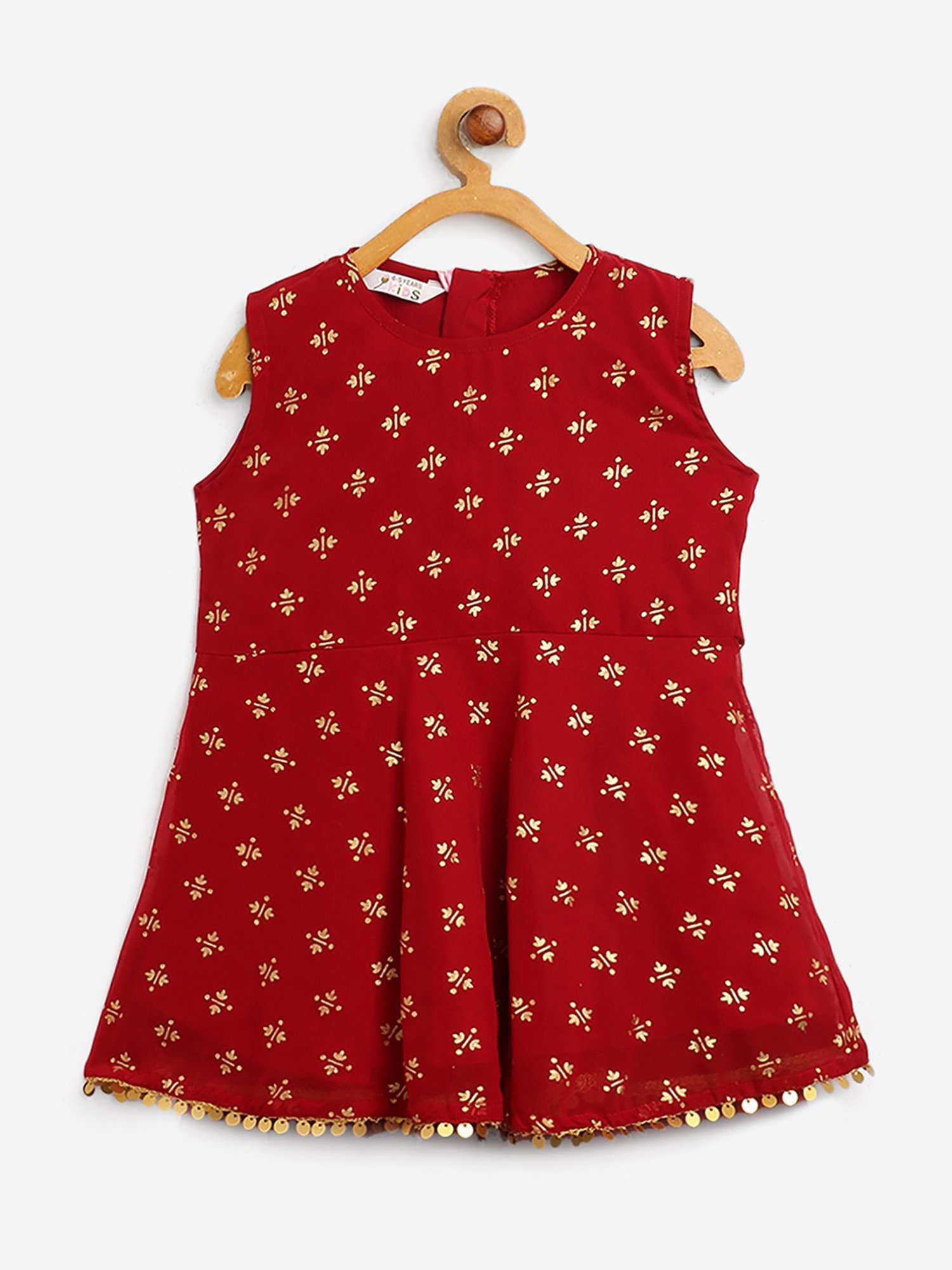Ahalyaa Kids Maroon Printed Kurta Set