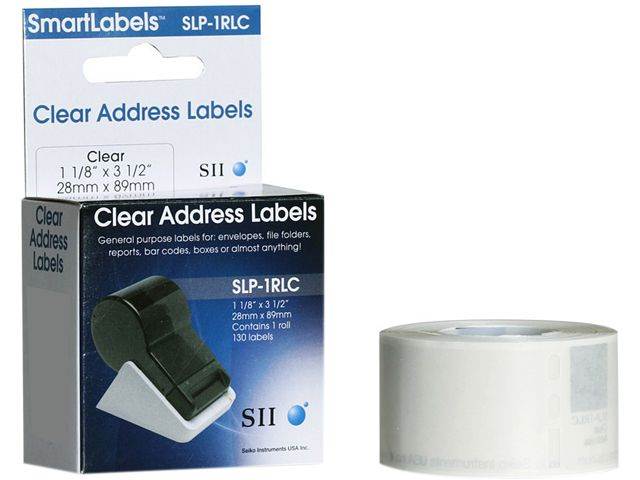 Seiko Self-Adhesive Address Labels,1-1/8 x 3-1/2, Clear, 260/Box