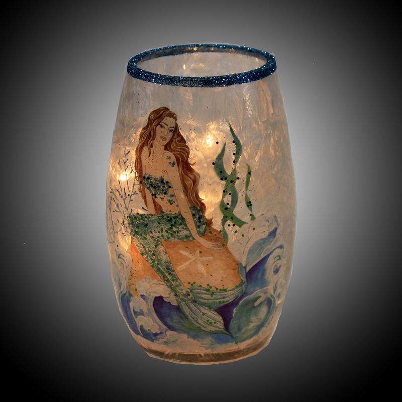 Stony Creek 5.0" Sitting Mermaid Pre-Lit Sm Vase Ocean Waves  -  Novelty Sculpture Lights