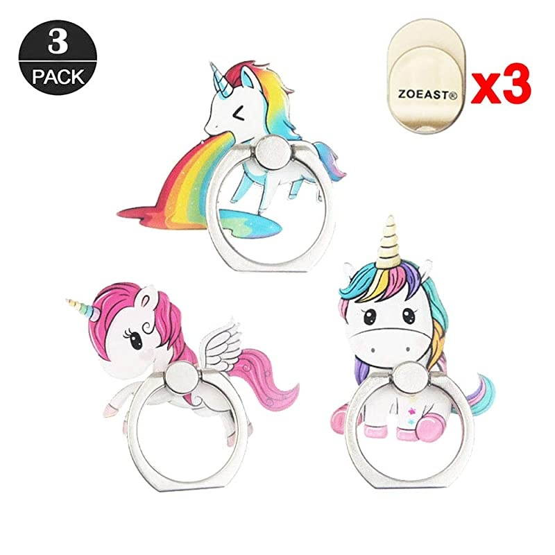 ZOEASTTM 3pcs  Grip Rainbow Unicorn Little Pony Universal 360&deg; Adjustable Holder Car Desk Hook Stand Stent Mount Kickstand Compatible with iPhone 11 XS XR Max X 8 Plus iPad 3pcs Unicorn