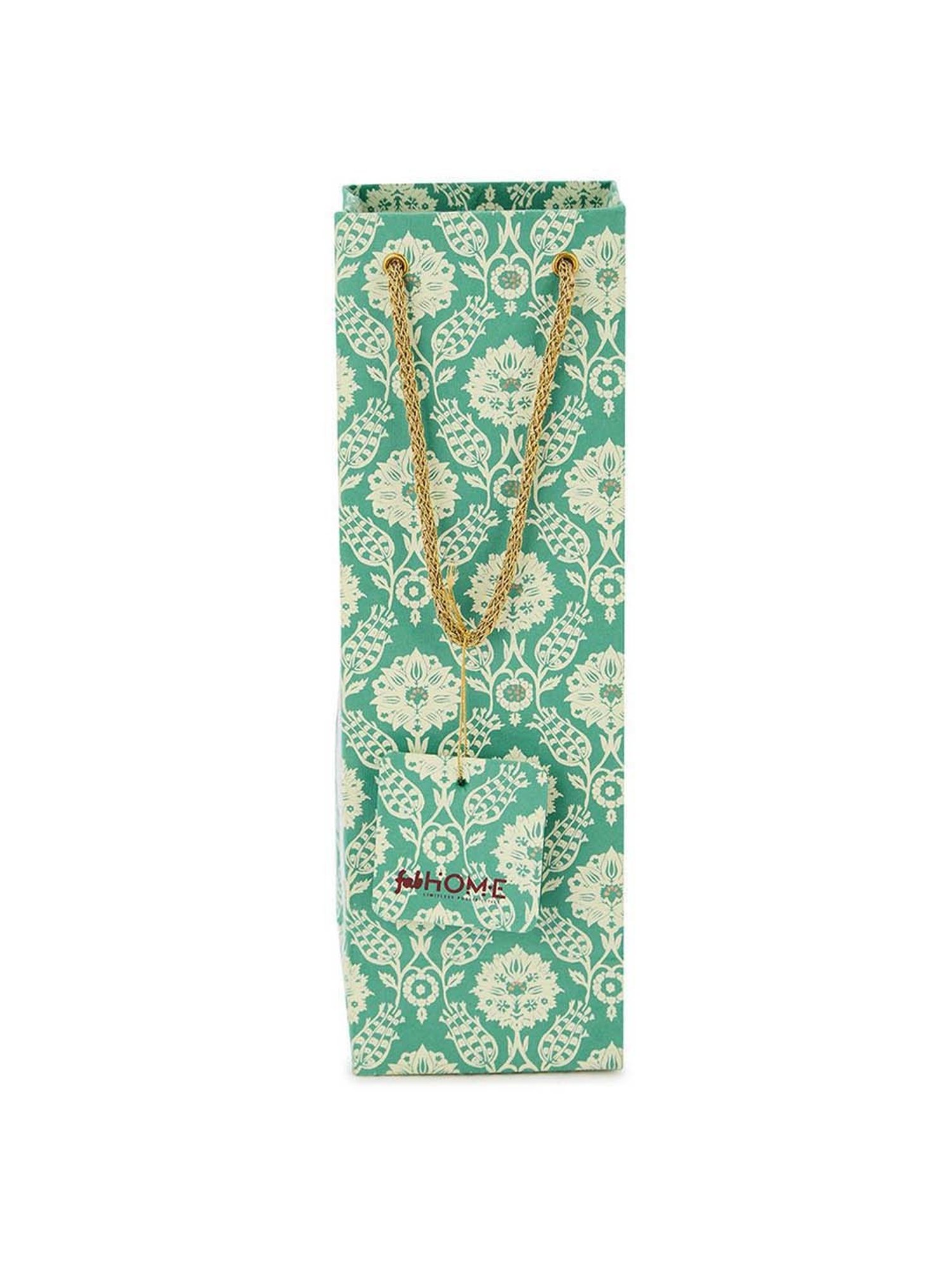 Fabindia Home Teal Paper Printed Sarkhaab Gift Bag