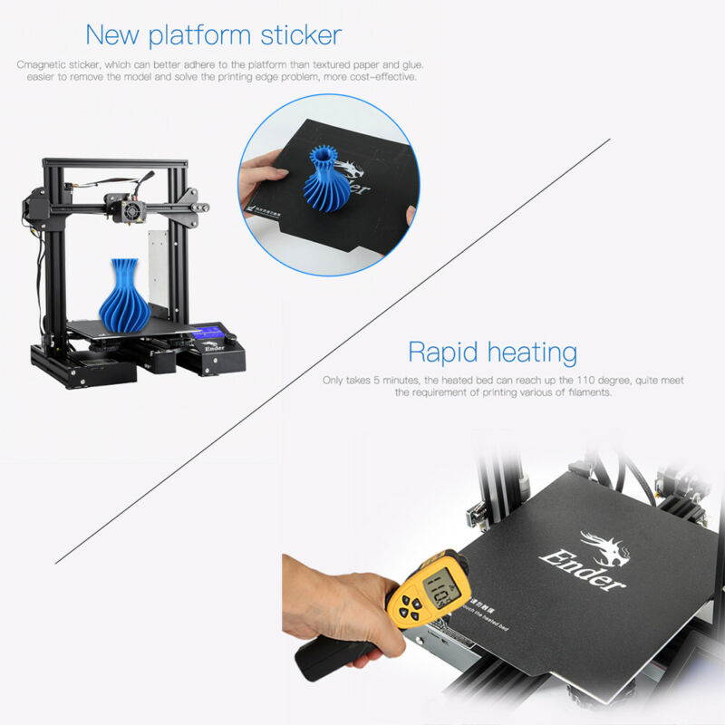 Creality Ender 3 Pro 3D Printer Magnetic Hot Bed Sticker 220x220x250mm DC 24V US