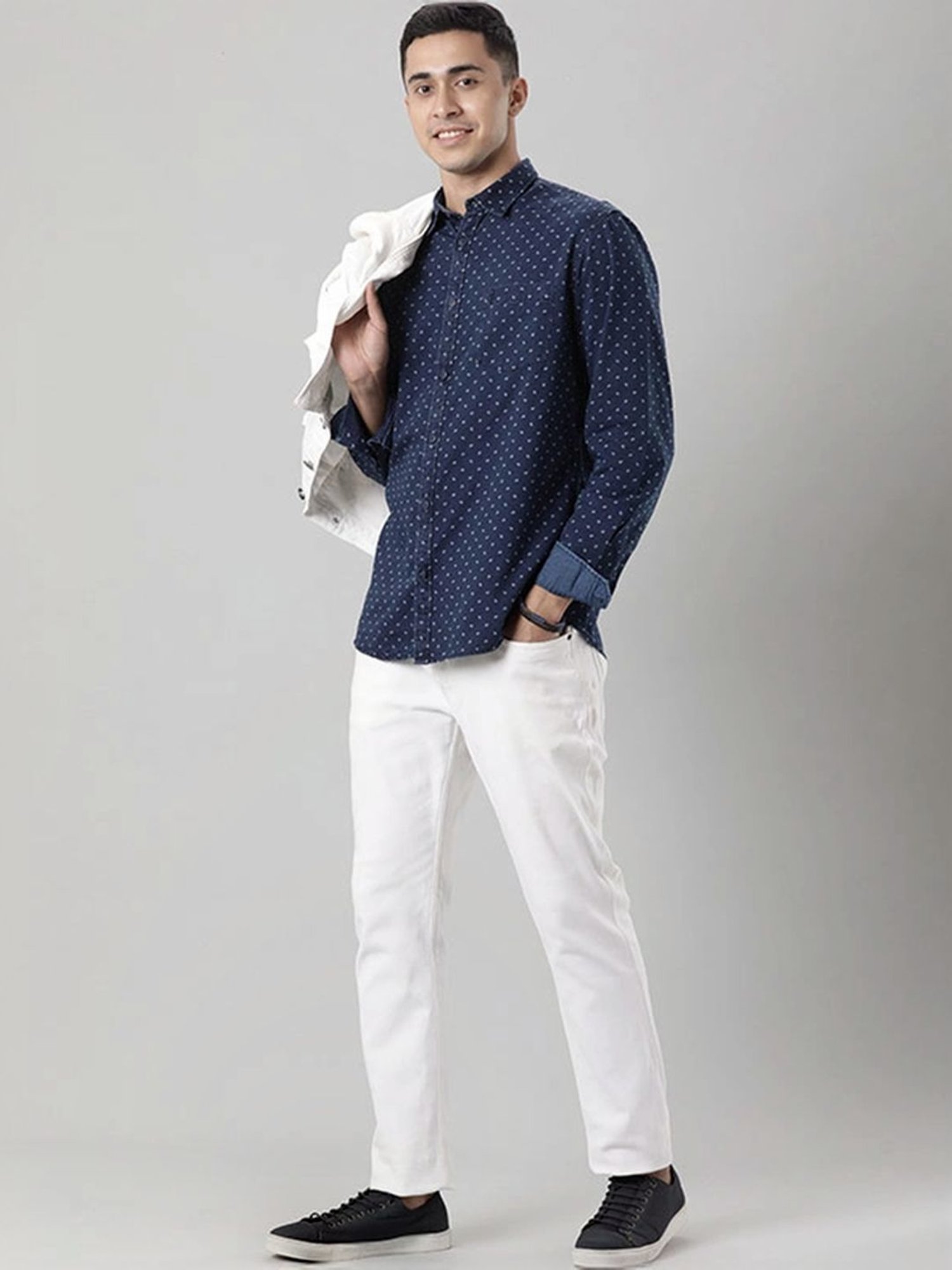 Indian Terrain Indigo Slim Fit Printed Shirt