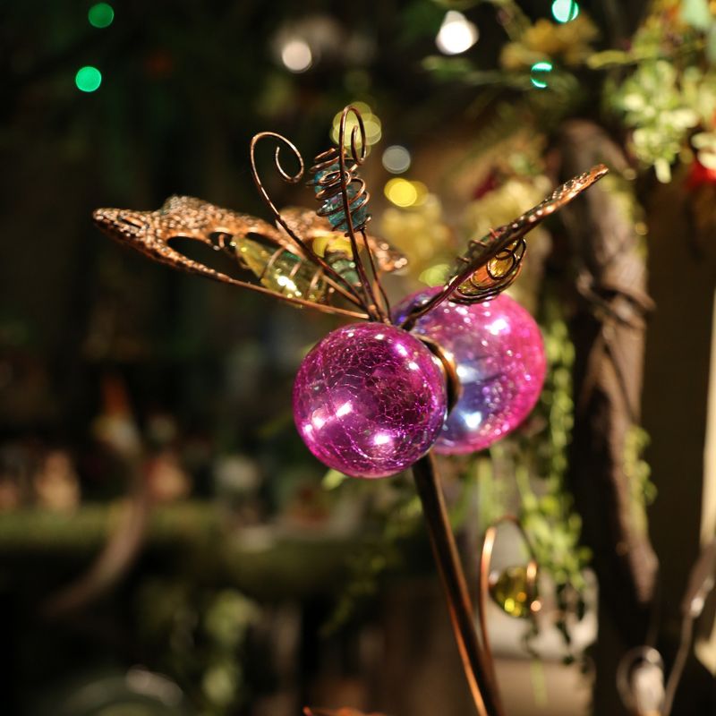 GIL S/3 42.9"H Solar Lighted Flower Yard Stakes