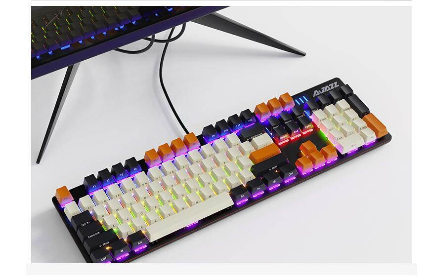 A-jazz Robo Cop Pro Version N-key Rollover Ergonomic Design,Cool Exterior USB Wired  Mechanical Gaming Keyboard , PBT Keycaps-Pencil Blue