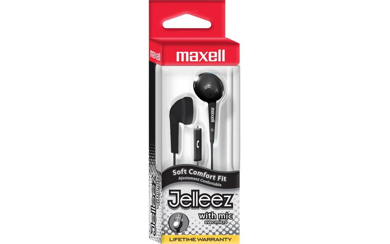Maxell Jelleez Earset - Stereo - Mini-phone - Wired - 32 Ohm - 20 Hz - 22 kHz - Earbud - Binaural - Outer-ear - 3 ft Cable - Black