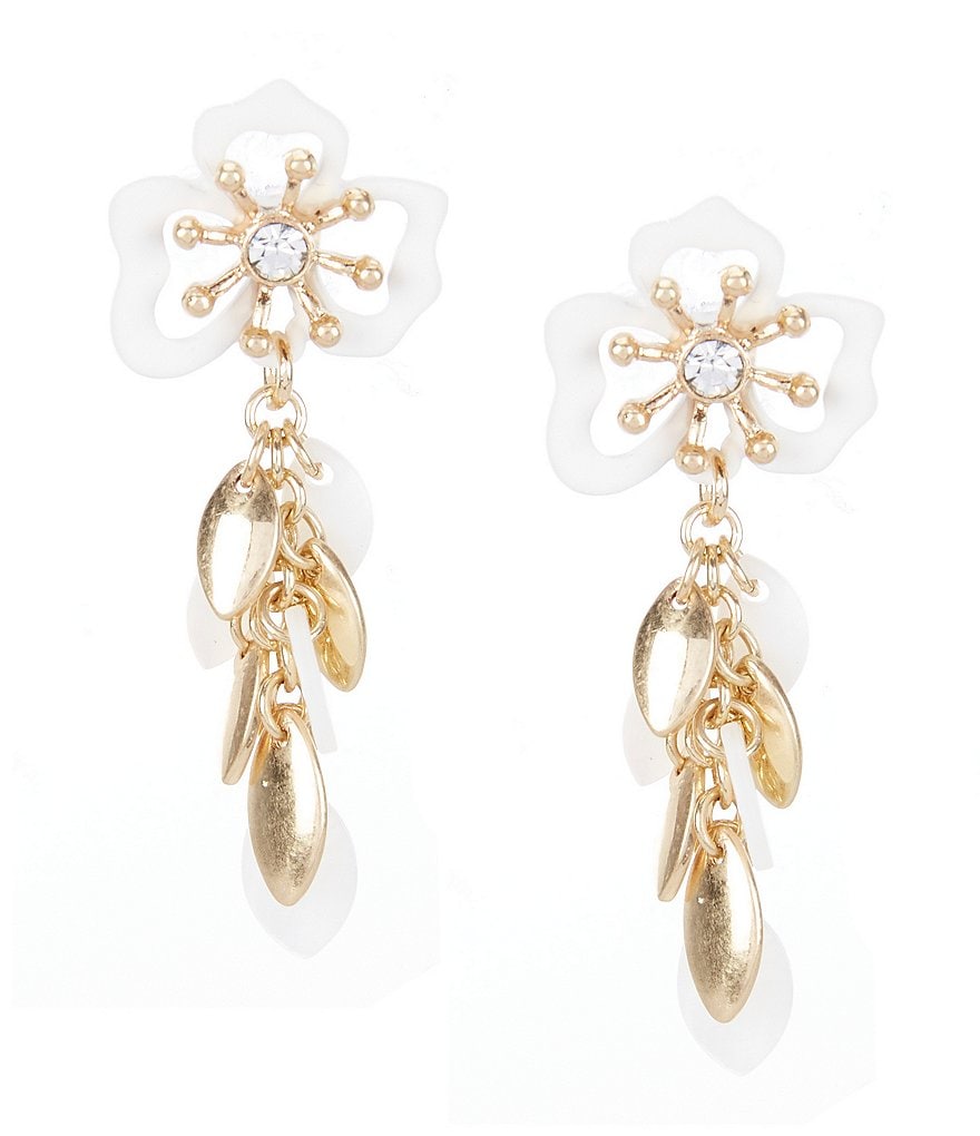 Lonna & Lilly White Flower Linear Earrings
