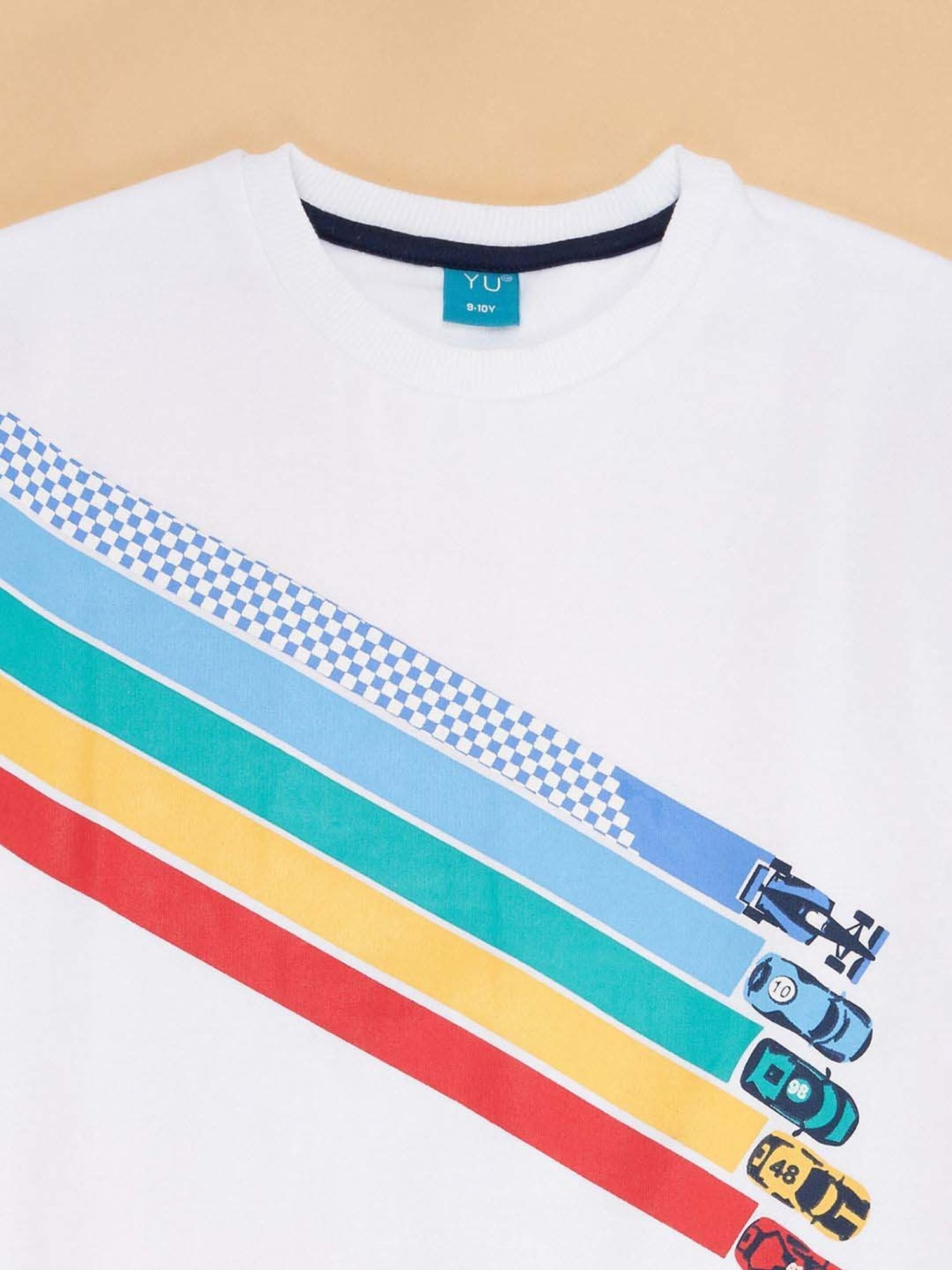 YU by Pantaloons Kids Off-White Printed Full Sleeves Sweatshirt