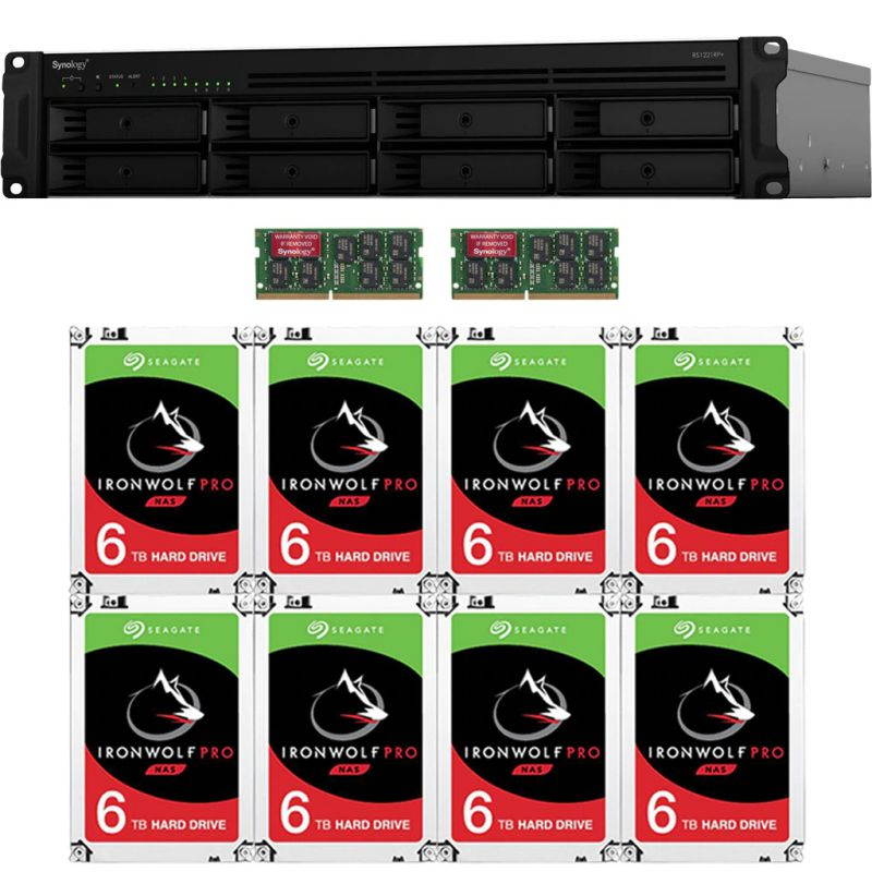 Synology RS1221RP+ RackStation with 16GB RAM and 96TB (8 x 12TB) of Seagate Ironwolf PRO NAS Drives Fully Assembled and Tested By CustomTechSales
