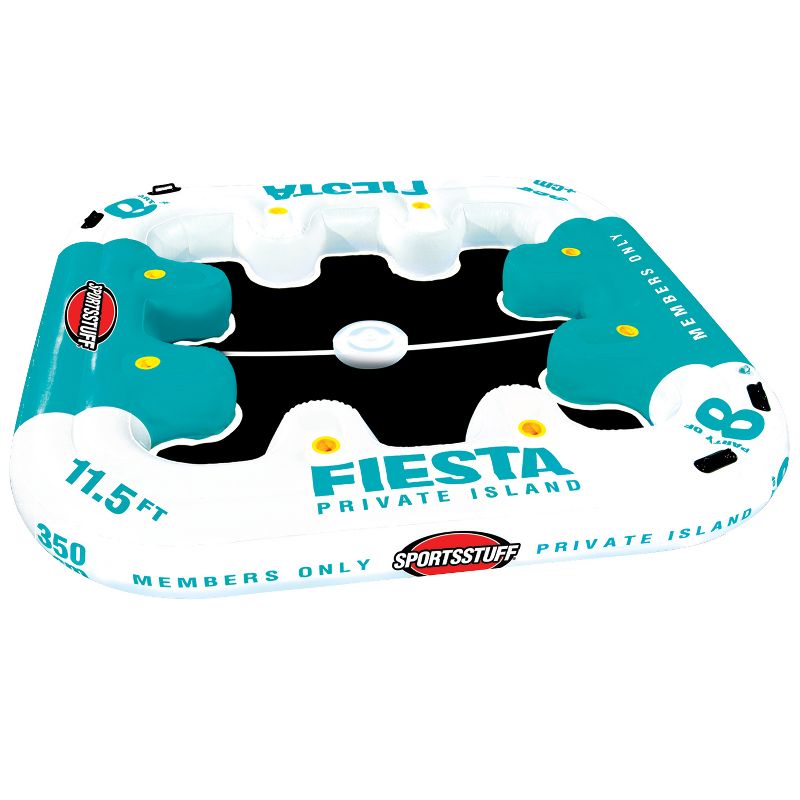 Sportsstuff 54-2010 Fiesta Private Island 8-Person Floating Lake Raft with 16 Quart Cooler, Built-In Cup Holders, and Anchor System