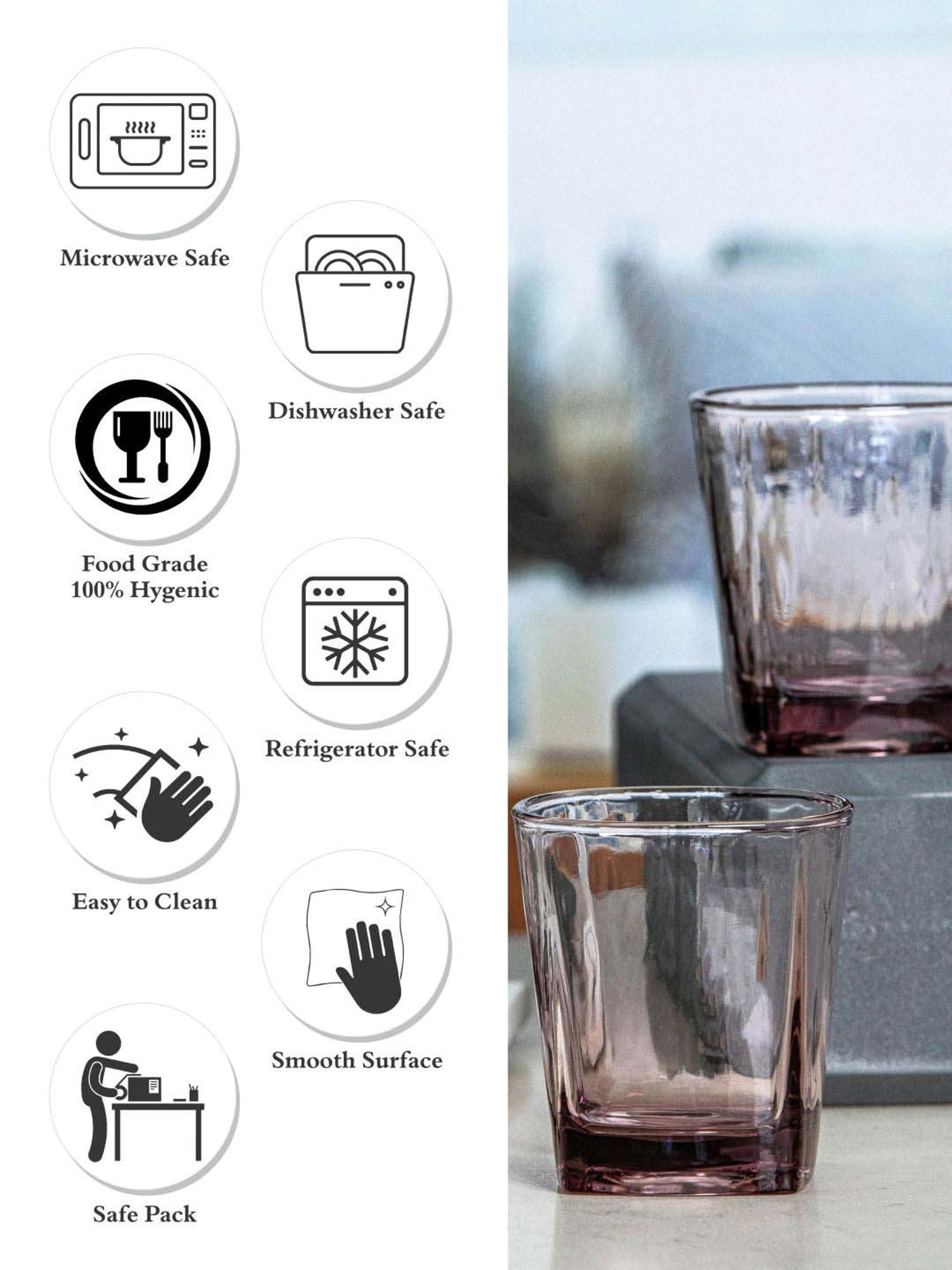 Goodhomes Transparent & Red Glass Tumbler (0.17 L) - Set of 6