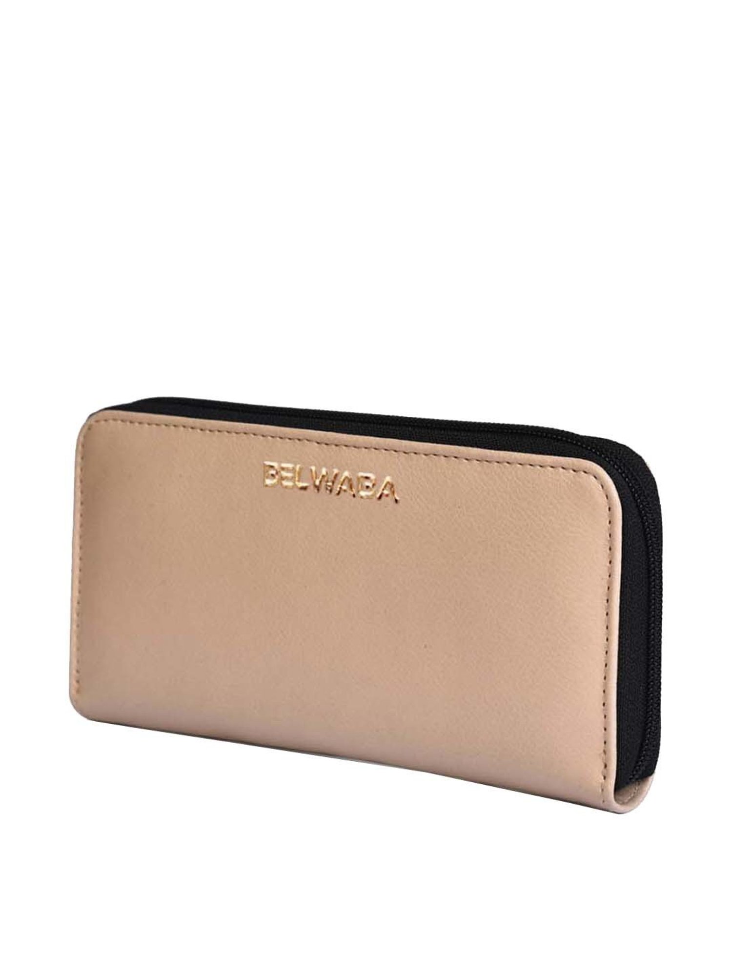 BELWABA Beige Solid Zip Around Wallet for Women