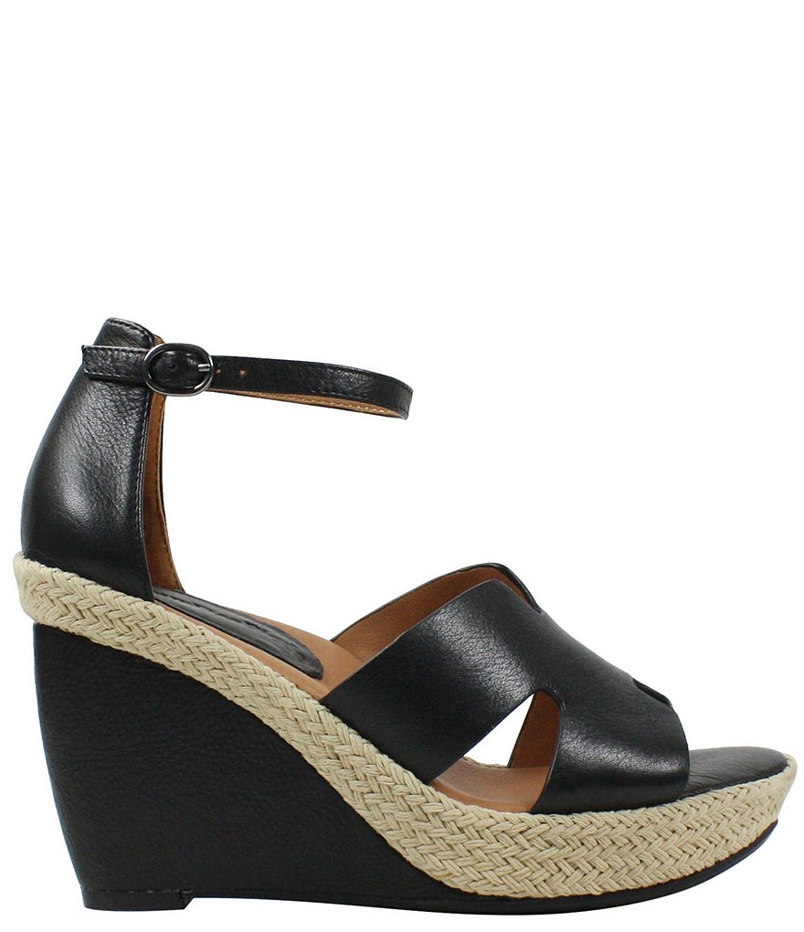 L'Amour Des Pieds Iksha Leather Ankle Strap Platform Wedge Sandals