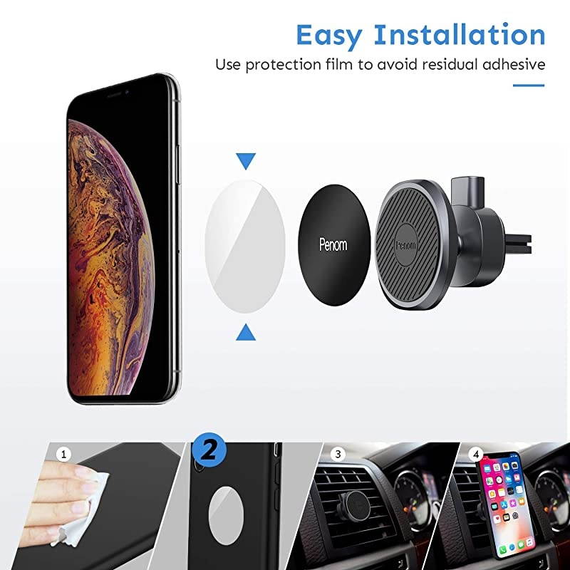 Magnetic Phone Car Mount  Cell Phone Holder for Car Universal Air Vent Magnet Car Phone Mount Fits iPhone 11 Xs Max XR X 8 7 6S 6 Plus and Most Smartphones Space Grey