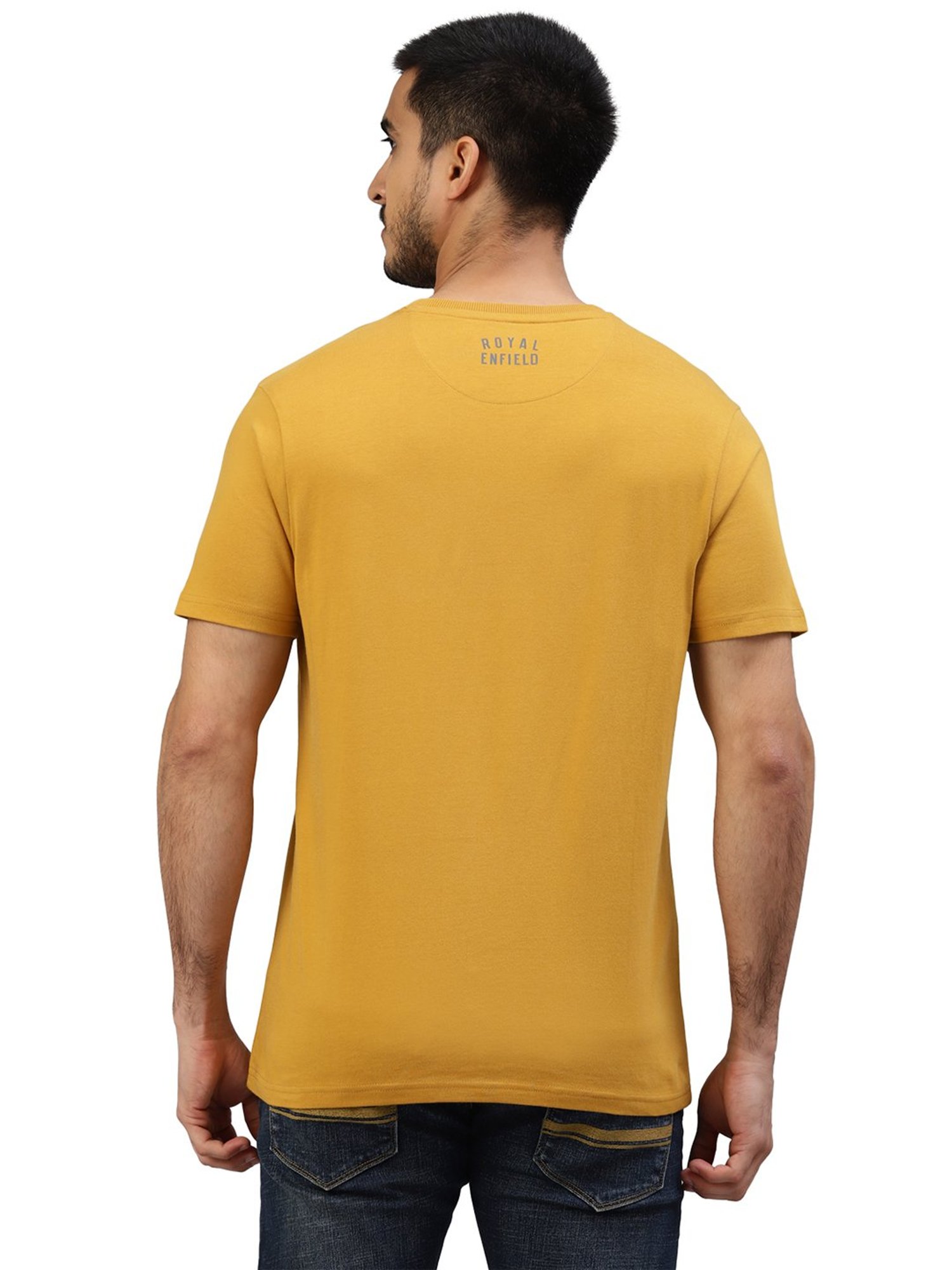 Royal Enfield Everyday Adventure Mustard Regular Fit Printed Crew T-Shirt