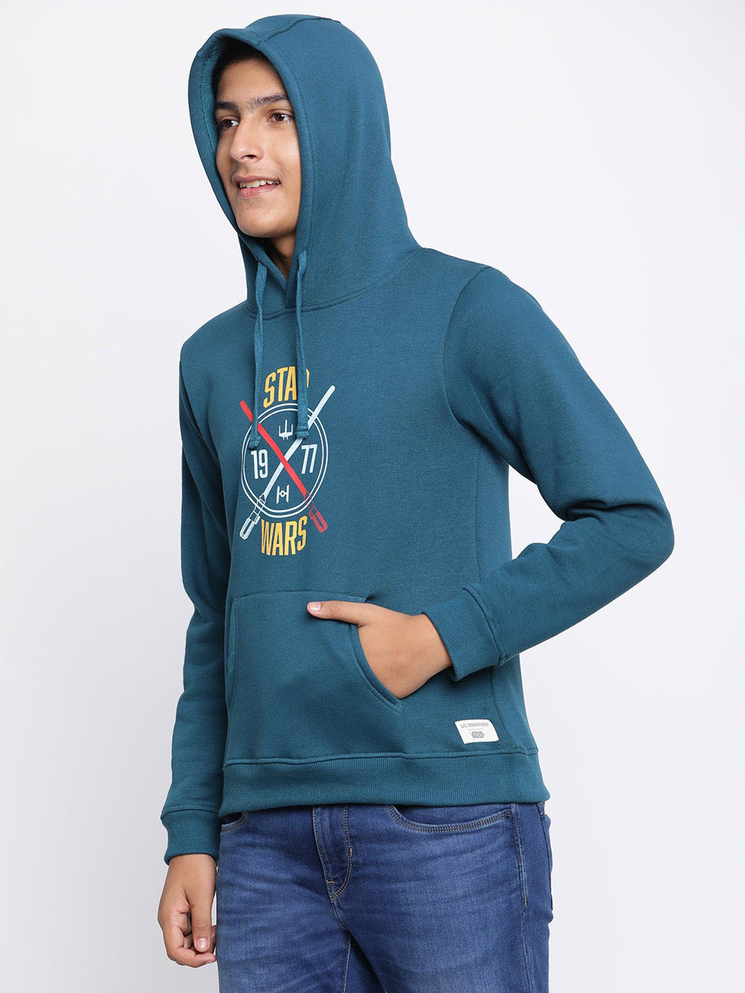 Lil Tomatoes Kids Teal Printed Full Sleeves Sweatshirt