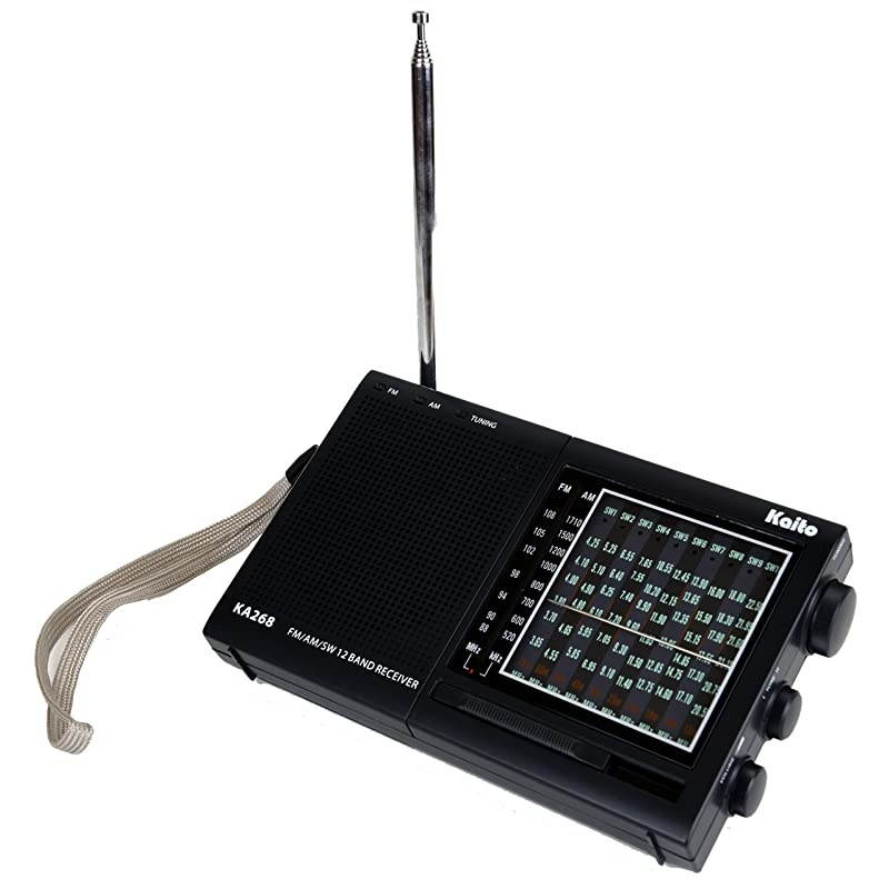 KA268 12 Band World Receiver with AMFM and 10 Shortwave Bands 38 Mhz 22Mhz