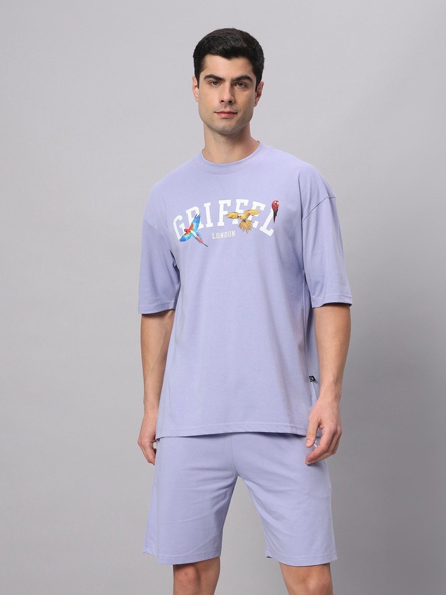 Griffel Lavender Cotton Loose Fit Printed Co-Ord Set