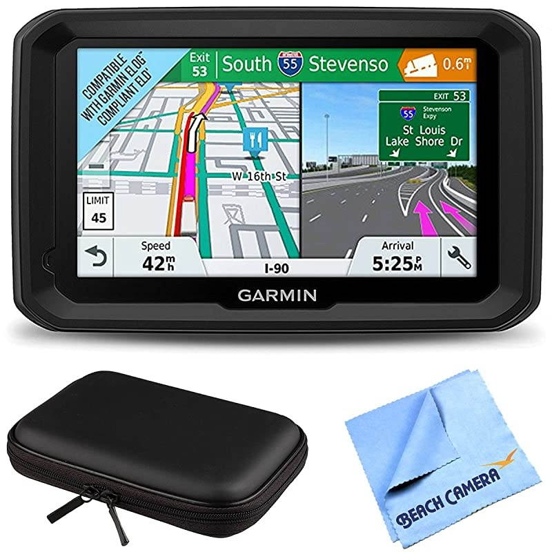 5" GPS Navigator for Trucks & Long Haul (010-01858-02) 580LMT-S Bluetooth Voice Activated Live Traffic North America Lifetime Maps Bundle with Hard EVA 7" Case & Microfiber Cloth