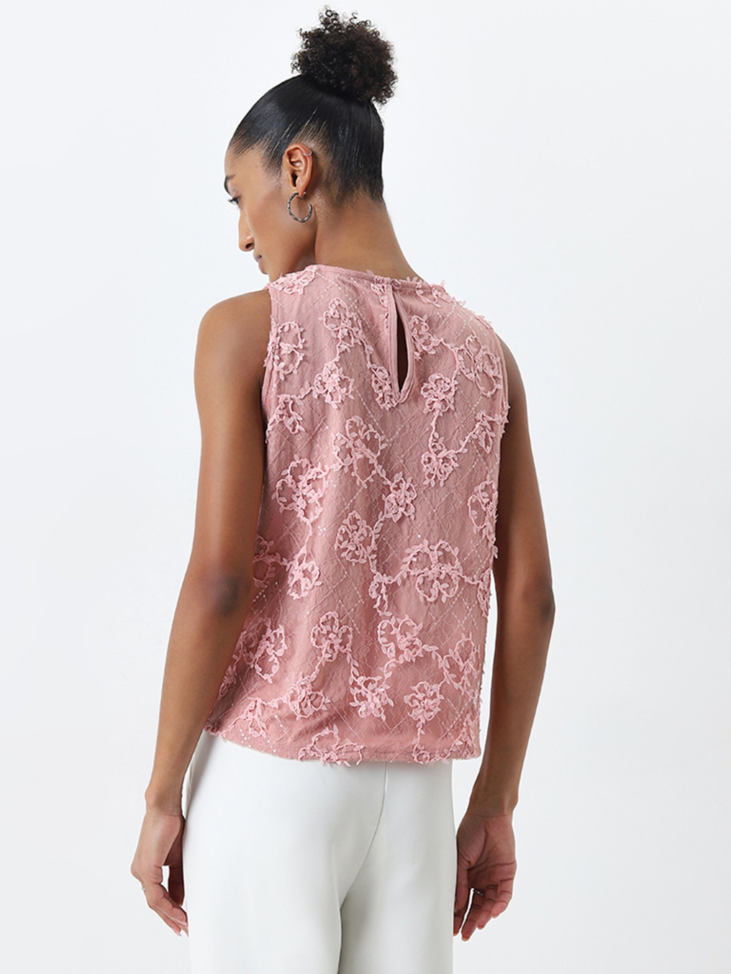 Wardrobe by Westside Light Pink Floral Embellished Top