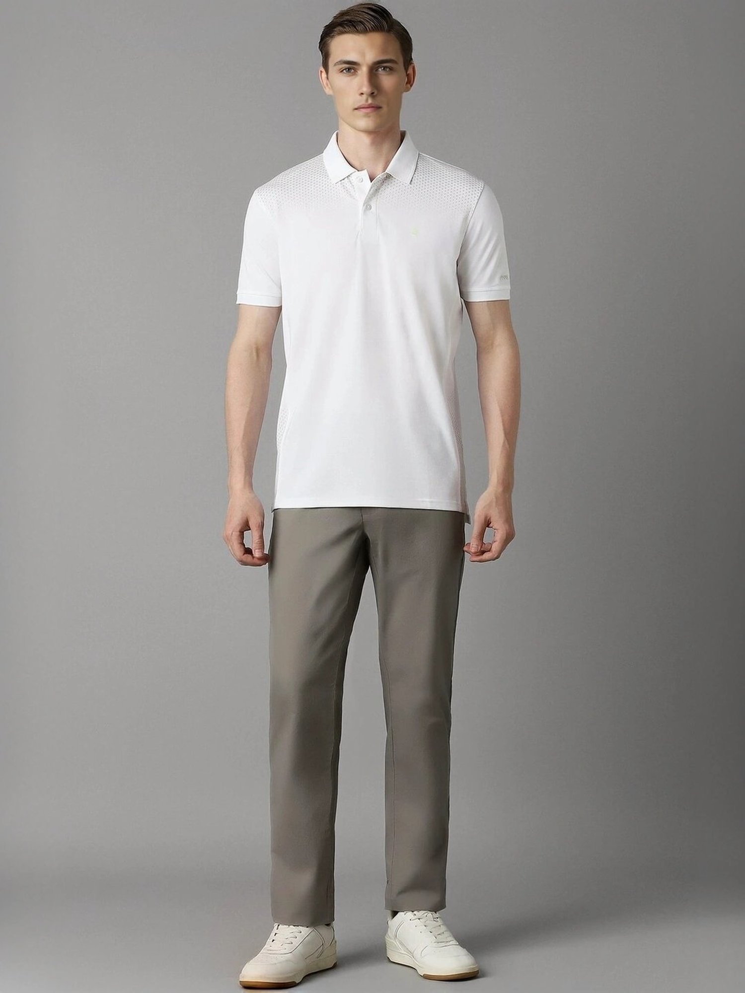 Louis Philippe White Regular Fit Printed Polo T-Shirt