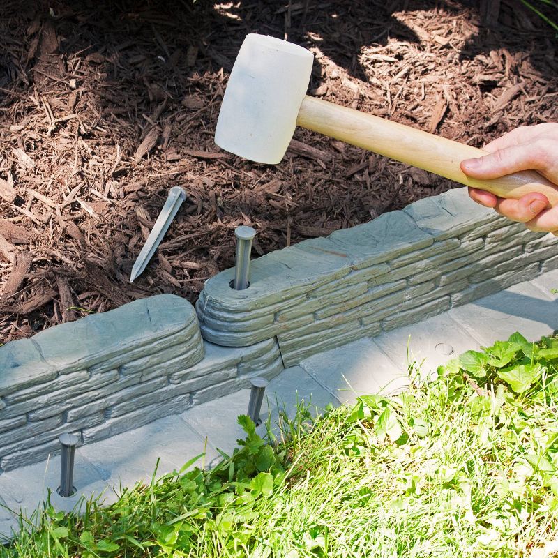 20' Emsco Bedrocks Lawn Edging Wall Slate Color