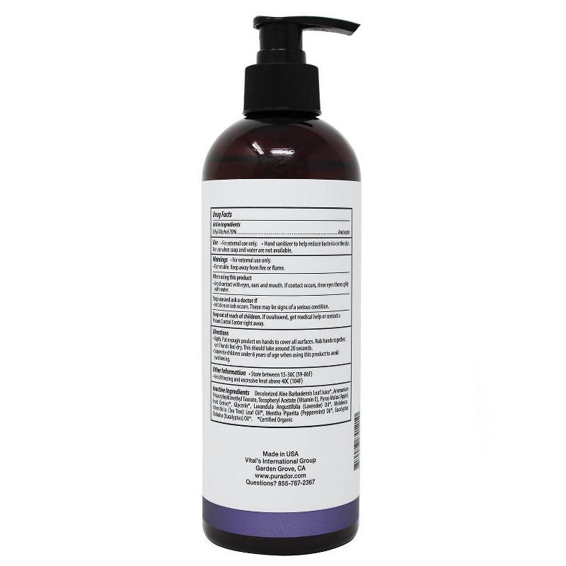 Pura d'or Premium Hand Sanitizer Gel - Lavender - 16 fl oz