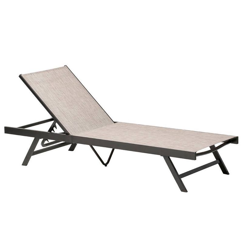 Outdoor Aluminum Adjustable Chaise Lounge Chair - Beige - Crestlive Products