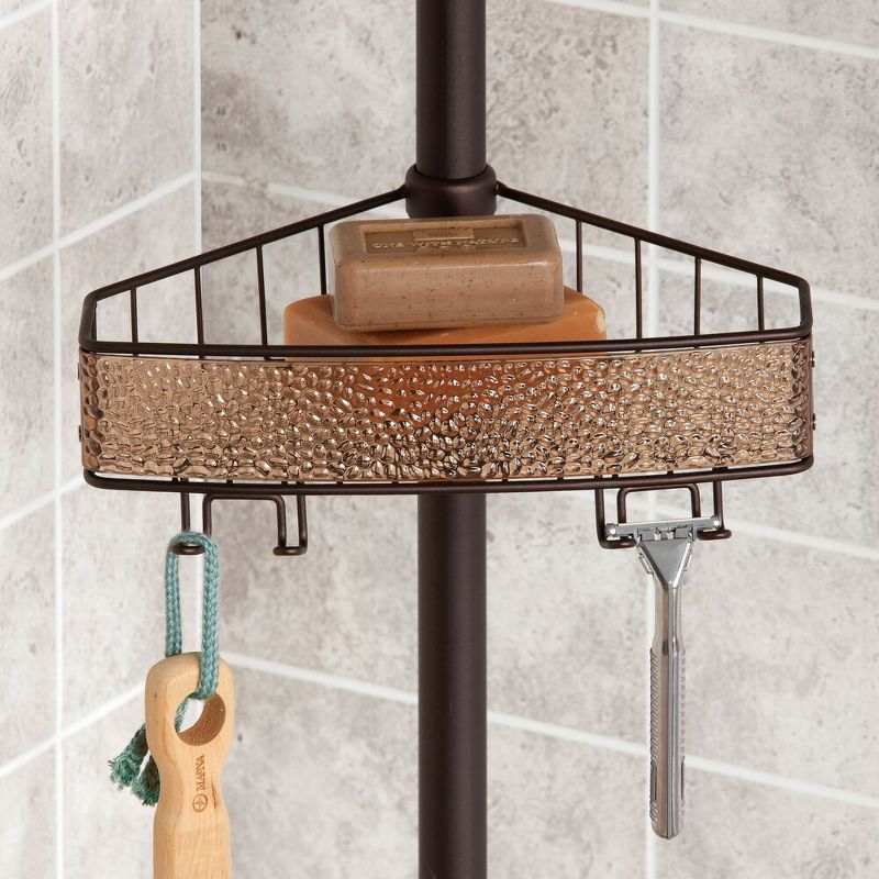 mDesign Adjustable Shower Storage Constant Tension Pole Caddy - Bronze