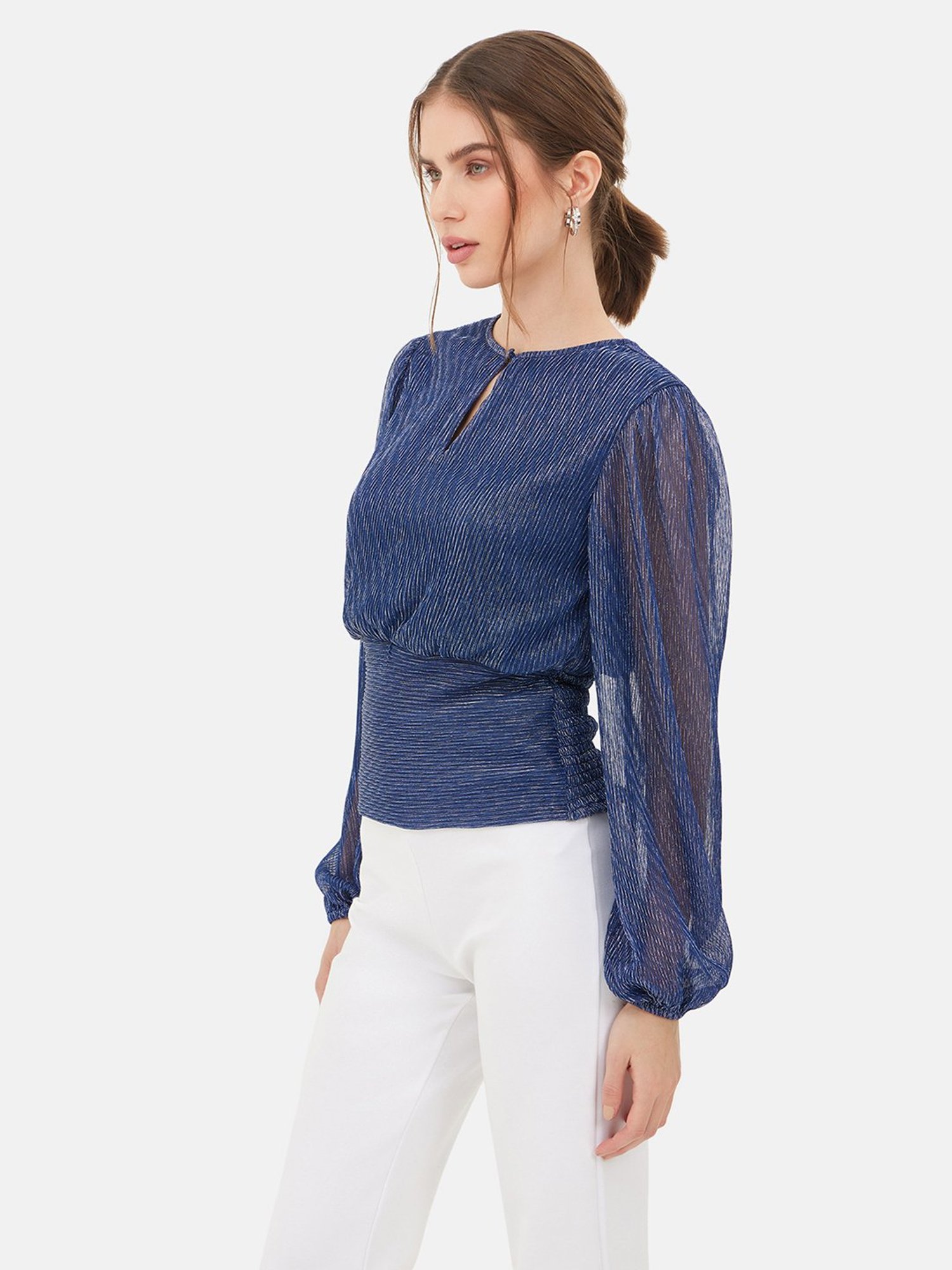 Kazo Blue Textured Top